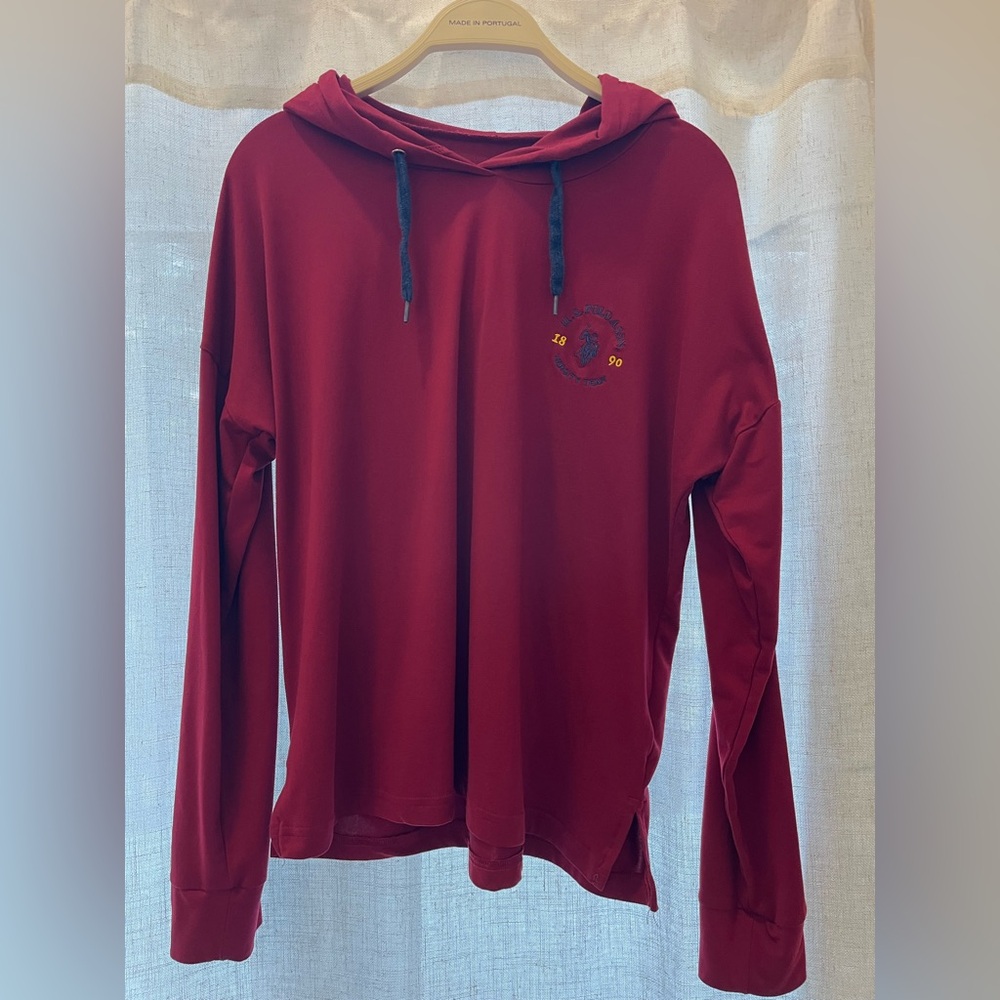 ♥️U.S. Polo Association Burgundy Red Hoodie with Embroidered Logo